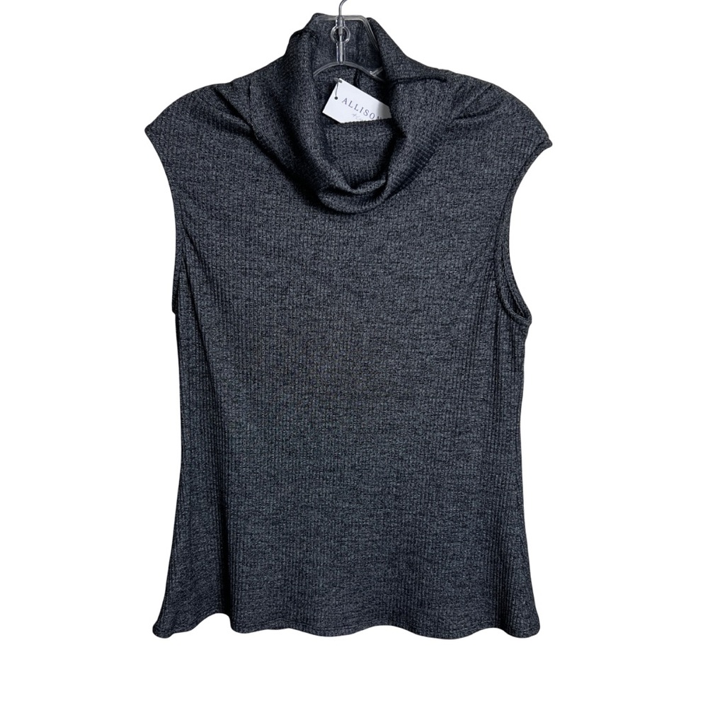 Allison Izu Sleeveless Cowl Neck Layering Top Gray XXS